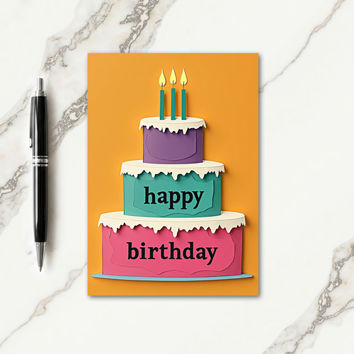Sweet Colorful Cake Birthday Card