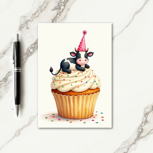 Sweet Cow Cupcake Party Card