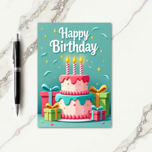 Sweet Cream Birthday Cake Card