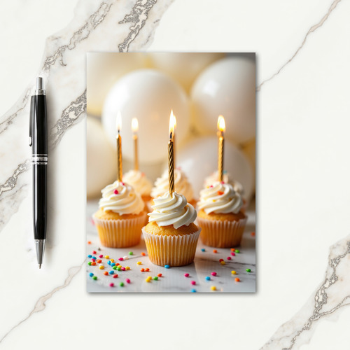 Sweet Cupcake Glow Birthday Card