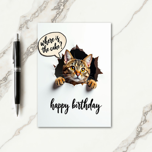 Sweet Curious Cat Birthday Card