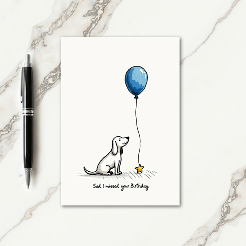 Sweet Dog Balloon Birthday Card