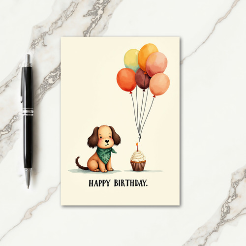 Sweet Dog Birthday Watercolor Card