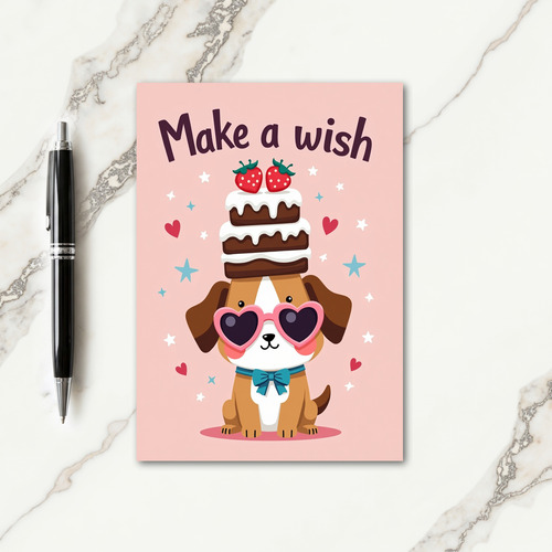 Sweet Dog Cake Birthday Card