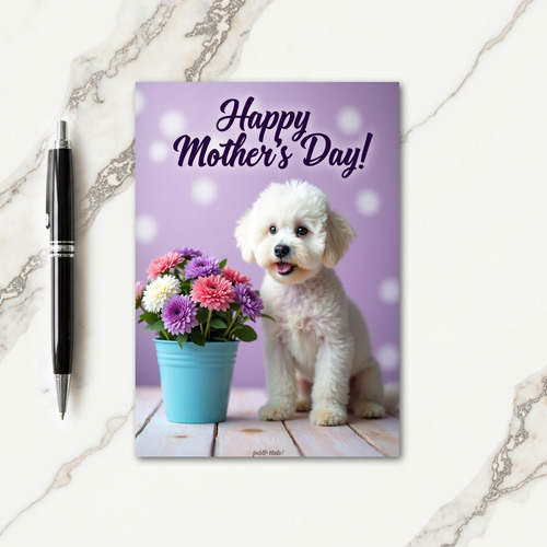 Sweet Dog Floral Mothers Day Card