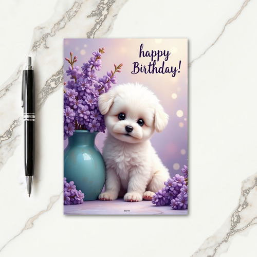Sweet Dog Lavender Birthday Card