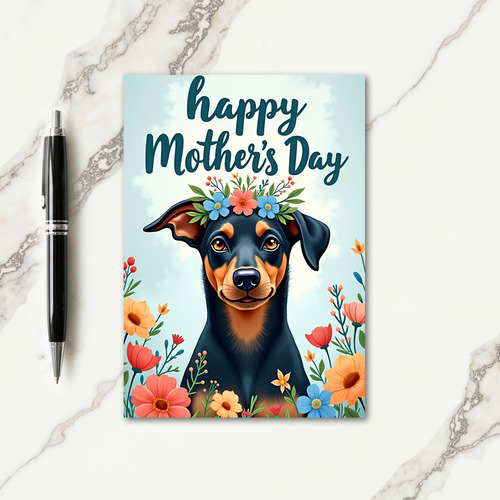 Sweet Dog Mothers Day Floral Card