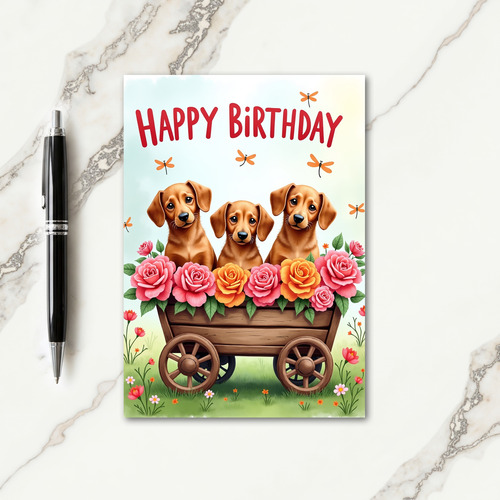 Sweet Dog Wagon Birthday Card