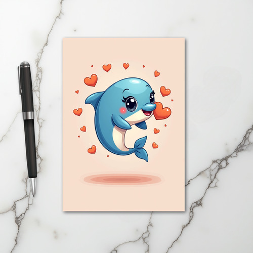 Sweet Dolphin Heart Card