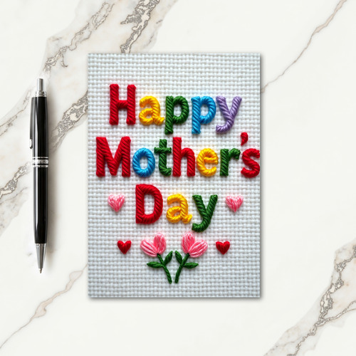 Sweet Embroidered Mothers Day Card