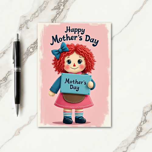 Sweet Fabric Doll Mothers Day Card