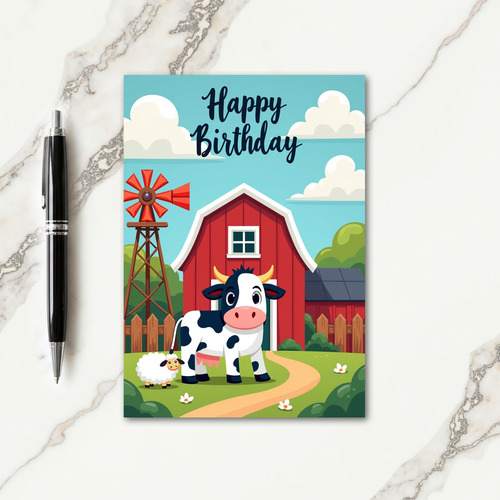 Sweet Farm Animals Birthday Card
