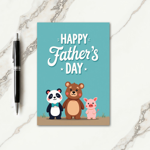 Sweet Fathers Day Animal Art Card