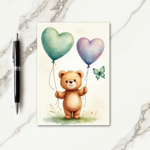 Sweet Fathers Day Aqua Balloon Card