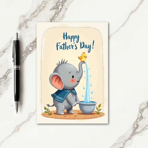 Sweet Fathers Day Baby Elephant Card