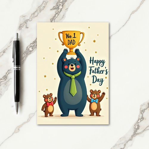 Sweet Fathers Day Bear Art Card