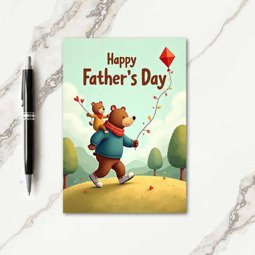 Sweet Fathers Day Bear Scene Card