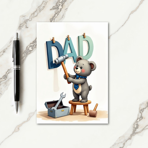 Sweet Fathers Day Bear Tool Card