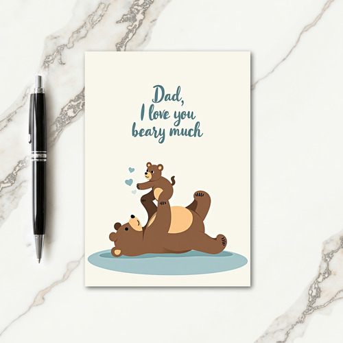 Sweet Fathers Day Bear Tummy Card