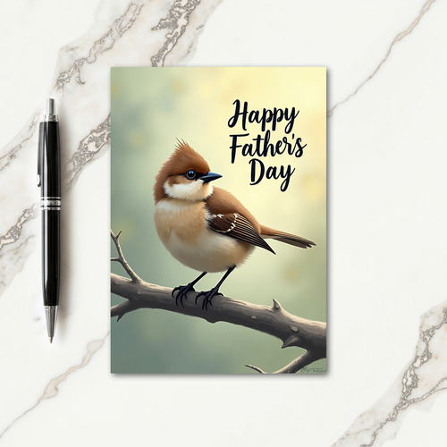 Sweet Fathers Day Bird On Branch Card