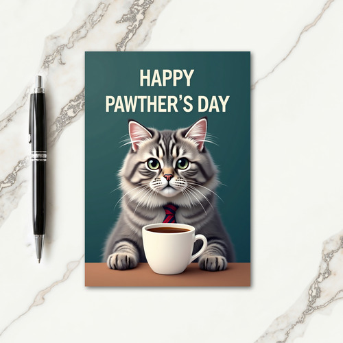 Sweet Fathers Day Cat Art Card