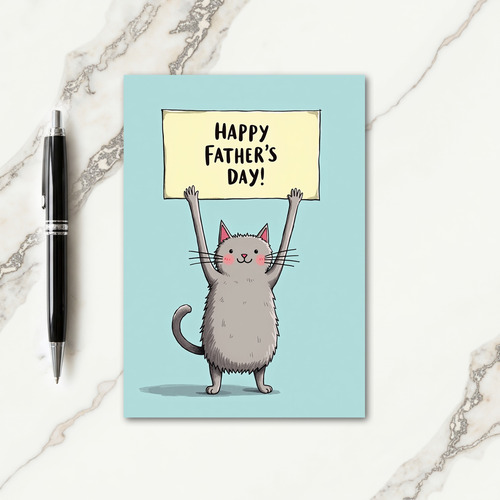 Sweet Fathers Day Cat Banner Card