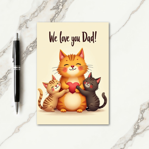 Sweet Fathers Day Cat Hug Card