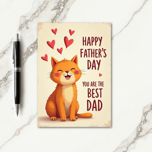 Sweet Fathers Day Cat Illustration Card