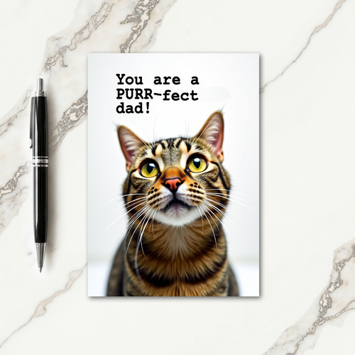 Sweet Fathers Day Cat Look Card