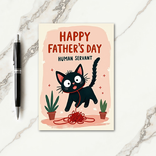 Sweet Fathers Day Cat Yarn Card