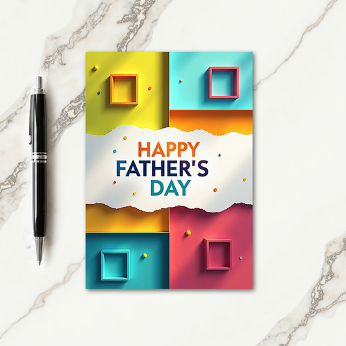 Sweet Fathers Day Color Block Card