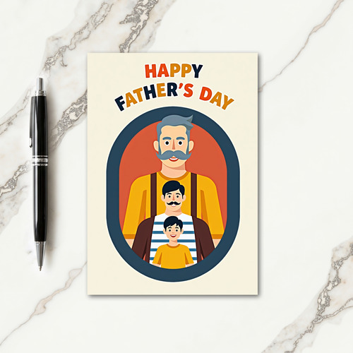 Sweet Fathers Day Family Portrait Card