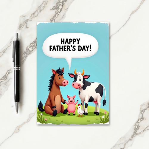 Sweet Fathers Day Farm Friends Card