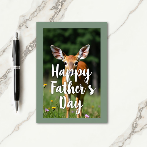 Sweet Fathers Day Fawn In Field Card