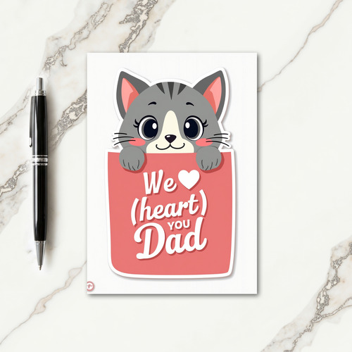 Sweet Fathers Day Feline Face Card