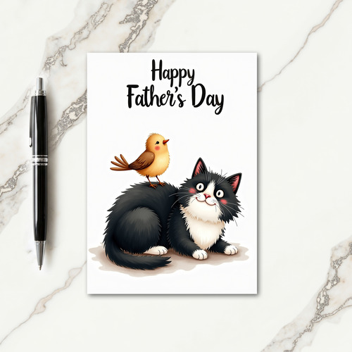 Sweet Fathers Day Feline Friend Card