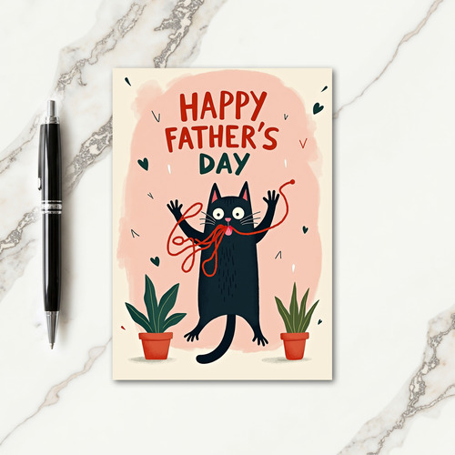 Sweet Fathers Day Feline Yarn Card