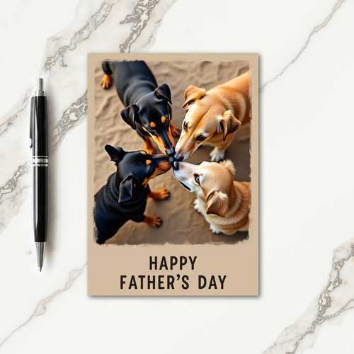 Sweet Fathers Day Four Dogs Card