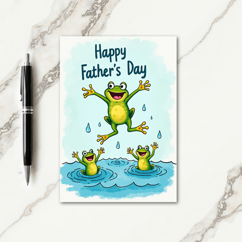 Sweet Fathers Day Frog Family Card