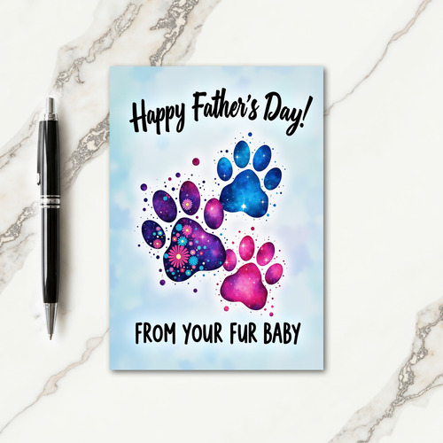 Sweet Fathers Day Galaxy Paw Card