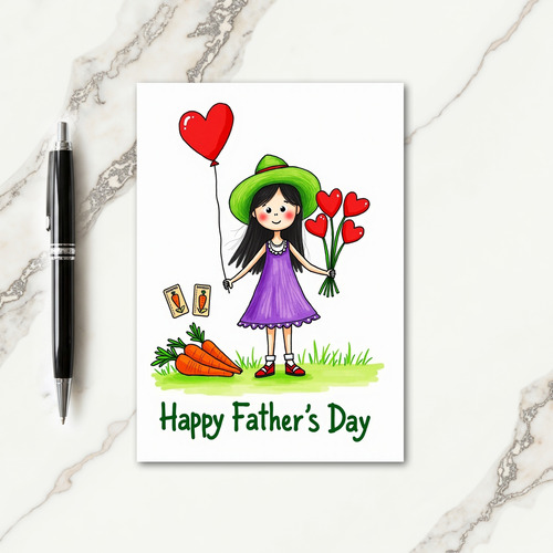 Sweet Fathers Day Girl Art Card