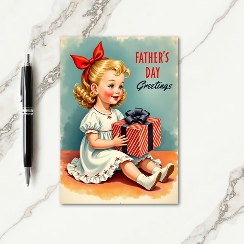Sweet Fathers Day Girl With Gift Card