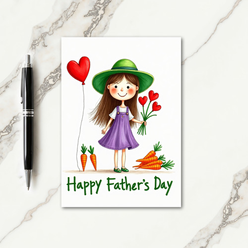 Sweet Fathers Day Heart Balloons Card