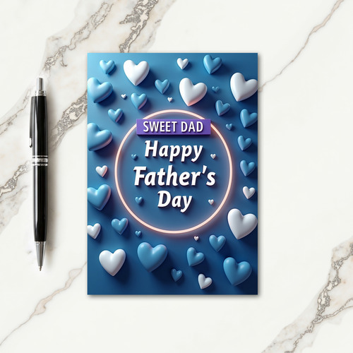 Sweet Fathers Day Heart Shapes Card