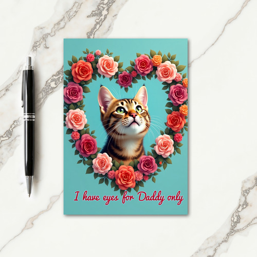 Sweet Fathers Day Kitten Rose Card