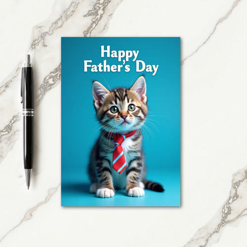 Sweet Fathers Day Kitten Tie Card