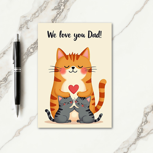 Sweet Fathers Day Kitty Family Card