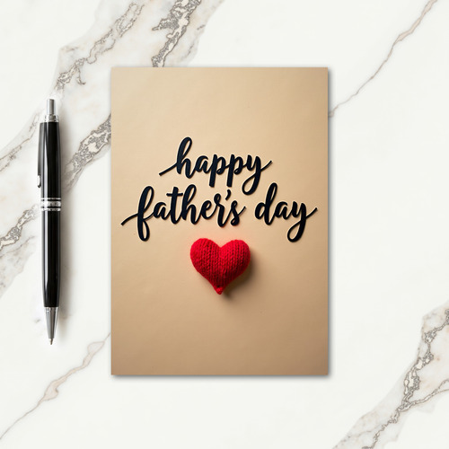 Sweet Fathers Day Knitted Heart Card