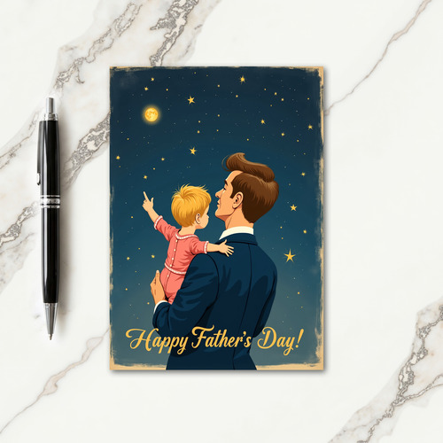 Sweet Fathers Day Moon Gaze Card