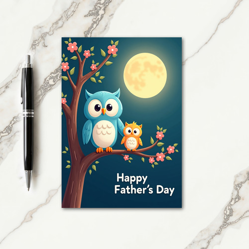 Sweet Fathers Day Moonlit Owls Card